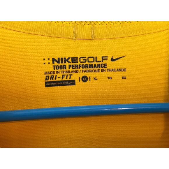 Mens Nike PGA Logo Golf Shirt XL Yellow - Picture 3 of 7